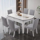 2Pcs Jacquard Dining Chair Cover Stretch Chair Protector Cover Grey