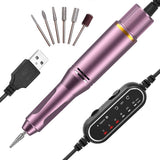 Electric Nail Drill Trimmer File Machine Manicure Tools Kit Purple