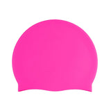 Elastic Silicone Swimming Cap Solid Color Water-resistant Ear Protection Hat Pink