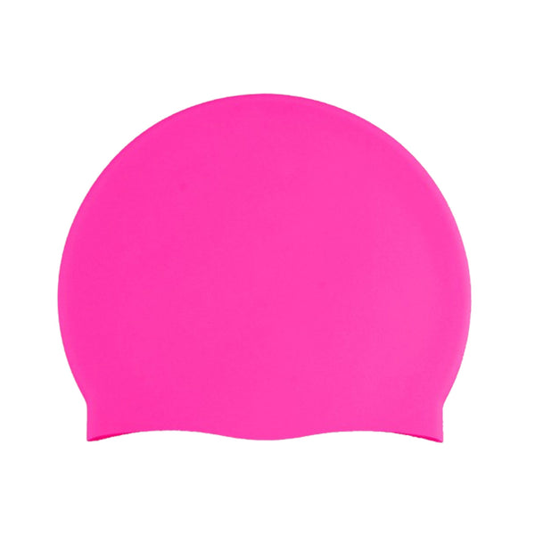 Elastic Silicone Swimming Cap Solid Color Water-resistant Ear Protection Hat Pink