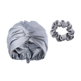 Adjustable Satin Hair Bonnet Sleeping Night Cap Hair Wrap Turban Gray