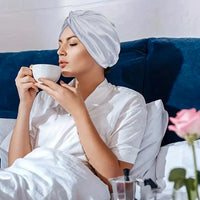 Adjustable Satin Hair Bonnet Sleeping Night Cap Hair Wrap Turban Gray