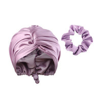 Adjustable Satin Hair Bonnet Sleeping Night Cap Hair Wrap Turban Purple