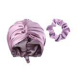 Adjustable Satin Hair Bonnet Sleeping Night Cap Hair Wrap Turban Purple