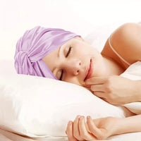 Adjustable Satin Hair Bonnet Sleeping Night Cap Hair Wrap Turban Purple