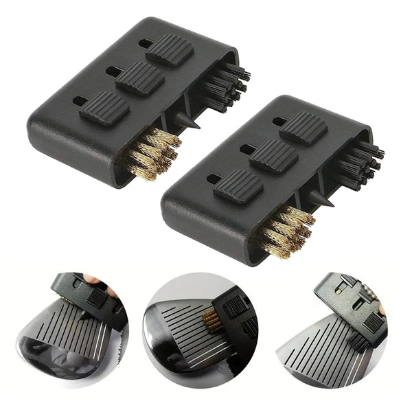 2Pcs 3-in-1 Golf Club Brush Head Brush Retractable Three-hole Groove Cleaning Brush