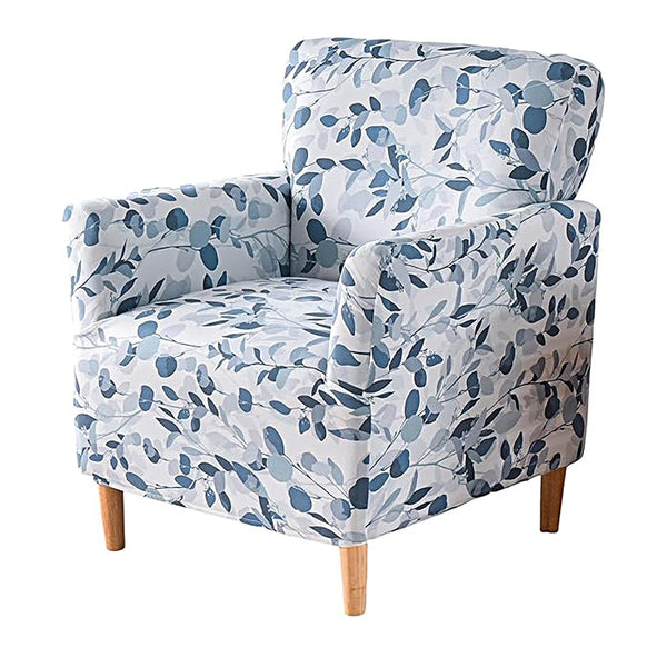 Stretch Armchair Cover Printed Single Sofa Chair Slipcovers Protector Blue