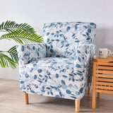 Stretch Armchair Cover Printed Single Sofa Chair Slipcovers Protector Blue