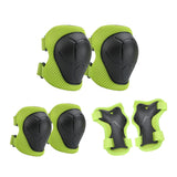 6Pcs Set Kids Protective Gear Set Knee Pads Wrist Guards Elbow Pads for Skating Cycling Rollerblading Green