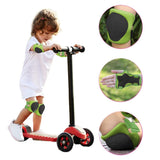 6Pcs Set Kids Protective Gear Set Knee Pads Wrist Guards Elbow Pads for Skating Cycling Rollerblading Green