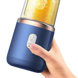 400ml Portable Electric Juicer Double Cup Juice Maker Blender Rechargeable Fruit Mixer Blue