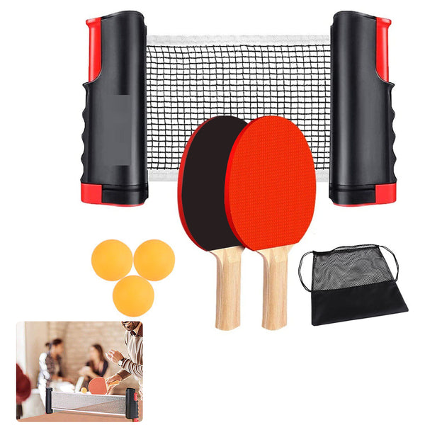 Portable Ping Pong Paddle Set Table Tennis Set with Retractable Net for Indoor Outdoor Games