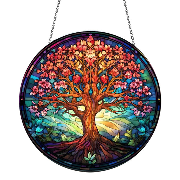 Stained Acrylic Window Panel Hanging Decor Round Wall Home Decoration