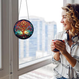 Stained Acrylic Window Panel Hanging Decor Round Wall Home Decoration