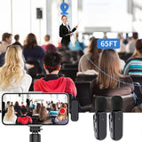 2-in-1 Wireless Lavalier Microphone Rechargeable Plug-Play Clip on Lapel Mic for Live Streaming Recording Vlog