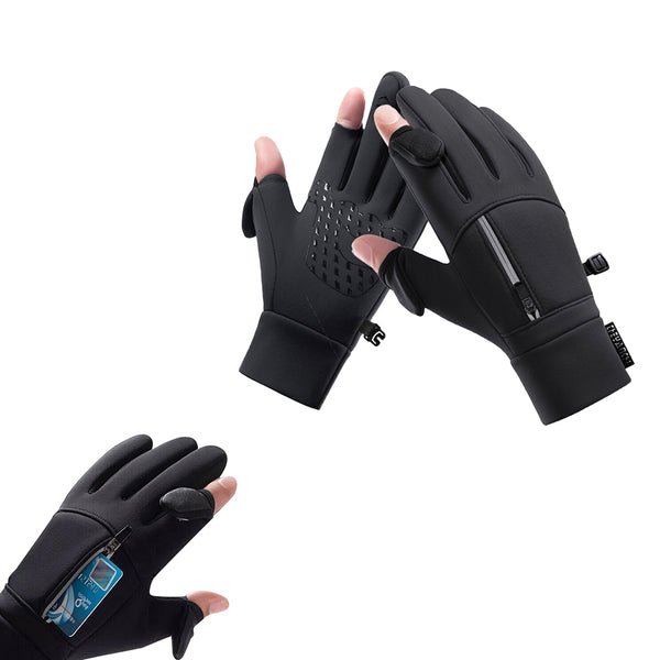 Winter Warm Gloves Water-Resistant Touch Screen Gloves for Cycling Fishing Skiing Hiking Travel Black