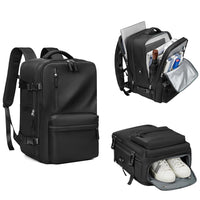 Expandable Travel Backpack Large Water-Resistant Carry on Backpack with Shoe Compartment Black