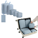 6Pcs Set Packing Cubes for Suitcases Travel Luggage Organizers Clothing Sorting Bags Blue