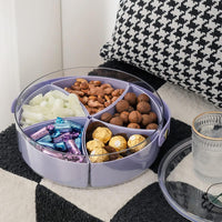 Divided Serving Tray with Lid Portable Snack Platters Charcuterie Container for Parties Picnic Purple