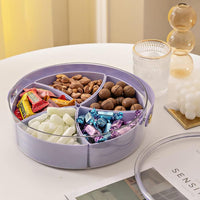 Divided Serving Tray with Lid Portable Snack Platters Charcuterie Container for Parties Picnic Purple