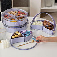 Divided Serving Tray with Lid Portable Snack Platters Charcuterie Container for Parties Picnic Purple