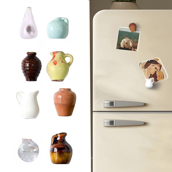 8-Pack 3D Ceramic Vase Fridge Sticks Mini Colorful Home Decor