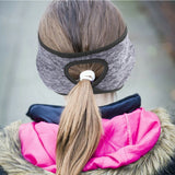 2Pcs Fleece Ear Warmer Headband with Ponytail Hole Running Headband Thermal Ear Muffs Style 2