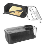 Plastic Butter Dish with Lid and Scale Line Butter Container with 180 Degrees Rotating Sealing Flip-Top for Countertop Fridge Black