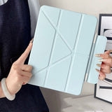 Anti-Bending iPad Case with Stand Pencil Holder Blue