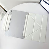 Anti-Bending iPad Case with Stand Pencil Holder White