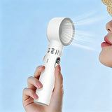 5-Speed  Portable Bladeless Handheld Fan Mini Rechargeable Fan with LED Digital Display for Home Office Travel Camping White