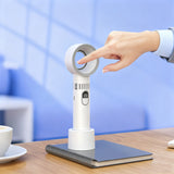 5-Speed  Portable Bladeless Handheld Fan Mini Rechargeable Fan with LED Digital Display for Home Office Travel Camping White