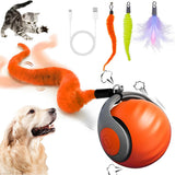 3-Tail Automatic Rolling Cat Toy Ball – Interactive Indoor Toy for Cats Orange