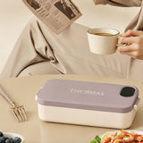 900ml Electric Heated Lunch Box Stainless Steel for Work School Khaki