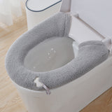 Winter Warm Toilet Seat Cover Elastic Bathroom Closestool Toilet Seat Cover Pad Mat Light Grey