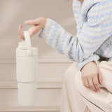 Reusable Insulated Stainless Steel Cup With Straw 735ml Large Capacity For Travel White