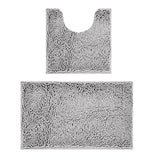 2 PCS Absorbent Bathroom Mat and U Shape Toilet Rug Set Light Grey