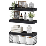 3 Tier Bathroom Shelves Over Toilet Wall Mounted Floating Shelves Toilet Paper Storage Black