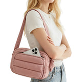 Large Capacity Lightweight Down-Feel Crossbody Bag for Commute Travel Sports Pink