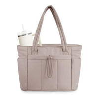 Women’s Handheld Tote Bag – With Cup Holder Compartment and Luggage Sleeve for Travel & Work Camel