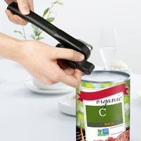 Handheld Smooth Edge Can Opener Ergonomic Manual Secure Cutting Can Opener for Kitchen Restaurant Black
