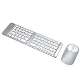 Wireless Keyboard Mouse Set Foldable Tri-Mode Bluetooth 2.4G Silver