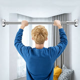 Adjustable Tension Rod Extendable Rack Shower Wind Curtain Closet Pole Silver