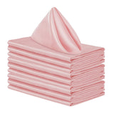 10 PCS Polyester Satin Dinner Napkins for Weddings Hotels Dining Pink
