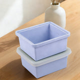 2 PCS Silicone Freezer Trays with Lid for Soup Storage Sky Blue