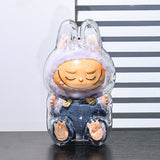 Clear Protective Case for Labubu Figure Dustproof Storage Box with Top Strap Hole for LABUBU Gen 2 Sitting Figure