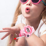 Rechargeable Kids Watch Walkie-talkie Remote Wireless Call Intercom Toy with Flashlight Kid Gift Pink