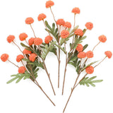 5 PCS Stem Cloth Dandelion Ball Artificial Flowers with Bendable Stems Orange