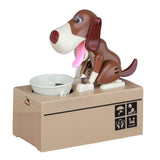 Robotic Eating Dog Electric Coin Bank Toy Fun Money Saving Bank Brown