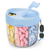 7-Compartment Pill Organizer Bottle with Handle & Rotating Lid for Travel Blue